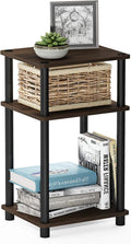 Furinno JUST Side Table, 3-Tier End Table, Open Shelves Night Stand, Bedside Table, Toolless Assembly, for Living Room, Bedroom, Bathroom, Columbia Walnut