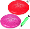 Silipull 2 Pcs Wiggle Seat Inflated Wobble Cushion Flexible Balance Disc with Air Pump for Core Stability Strengthening Improving Posture Physical Exercise
