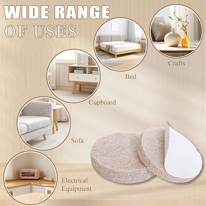 Yelanon Felt Furniture Pads for Hardwood Floors -261 Pcs Premium Floor Protectors for Furniture, Felt Pads for Chair Legs, Beige