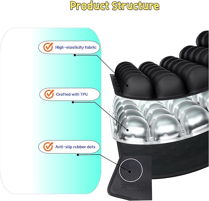 Fenixioraa Inflatable Sondure Travel Cushion with Built-in Bump for Airplane Seat, Office Chair and Car Seat Use, Comfortable Buttock Support, Ideal for Long Haul Travel (Dark)
