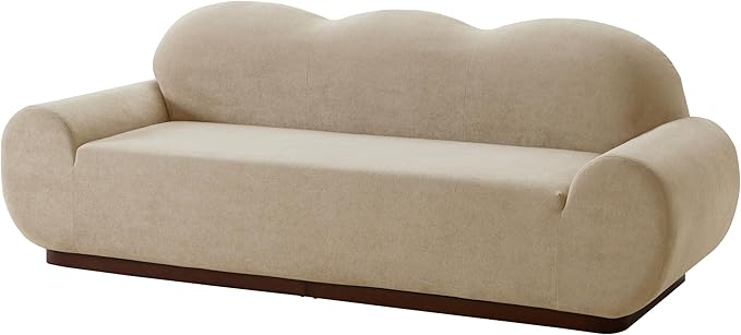 Christopher Knight Home Zera 88" Comfy Velvet Upholstered Cloud Couch, 3-Seater Sofa Couches, Low Profile Home Sofa Living Room with Round Arm, Sturdy Wooden Frame Lounge Chair Indoor, Camel Brown