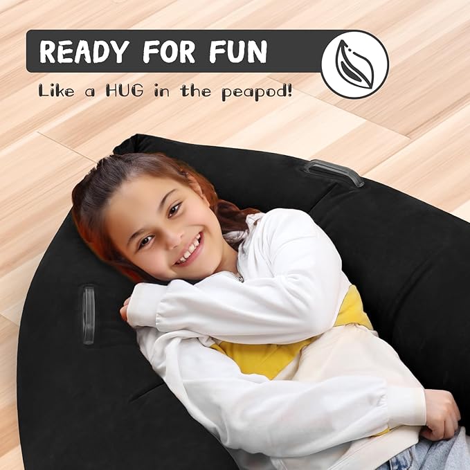 XLYLKS Peapod Sensory Chair 60", Inflatable Autism Sensory Pod - Provide Sensory Relief Therapy for Children 3+ with Special Needs, Games and Reading Loungers, Includes Air Pump (Black)