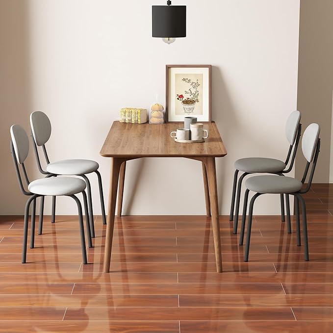 Stackable Dining Chairs Set of 4, Stackable Waiting Room Chairs, Stacking Kitchen Chairs with Upholstered Back and Seat with Dense Foam Cushions, Steel Frame with 400 Lb. Capacity, Grey