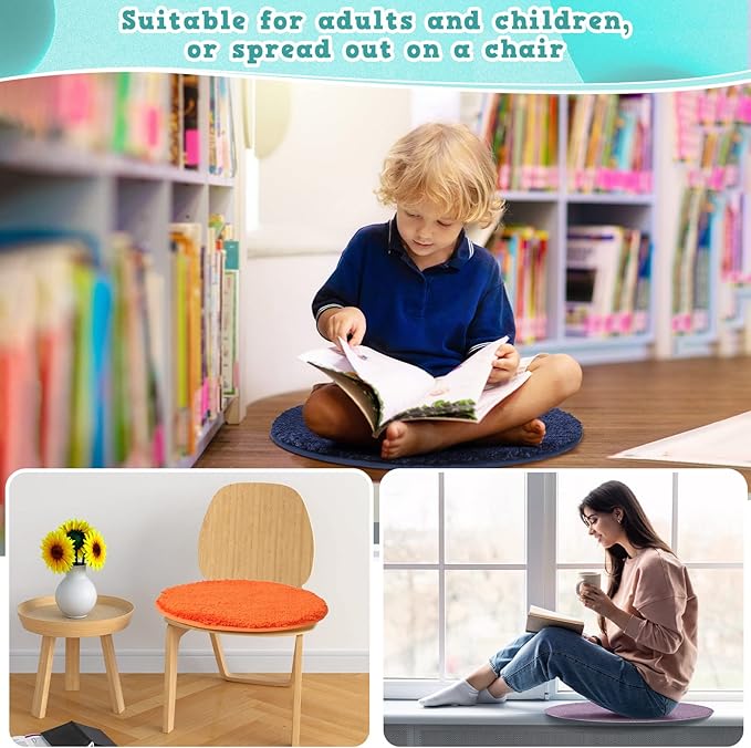 Funtery 30 Pieces Kids Carpet Circle Seats Bulk 18 Inch Classroom Children's Mats Multi Color Rug Mats Round Soft Warm Floor Cushions for Library School Story Time Group Activity Play Areas
