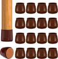 16pcs Round Chair Leg Floor Protectors, Felt Pads Chair Leg Protectors for Hardwood Floors, Silicone Furniture Feet Cups Covers Felt Pads, Prevents Scratches & Reduce Noise, Brown, Large