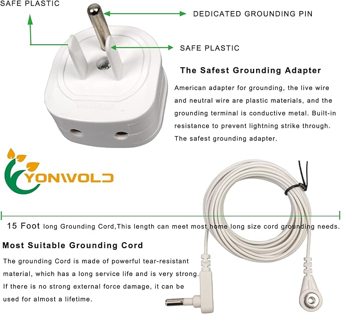 Grounding Sheet Twin XL Size，10% Pure Silver Fiber+400 Thread Count Organic Cotton，Soft Earth Grounding Bed Fitted Sheets with Grounding Cord +US Safe Adapter (Twin XL- 39"x 80"x13")