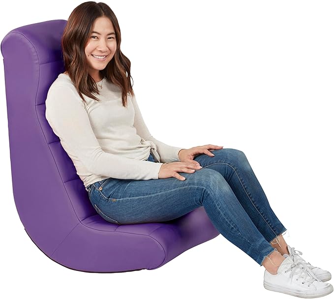 Factory Direct Partners 10489-PU Soft Ergonomic Horizontal Soft Video Rocker - Great for Reading, Gaming, Meditating, or TV for Kids Teens and Adults - Purple