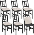 VASAGLE Wooden Dining Chairs, Set of 6, Kitchen and Dining Room Chairs, Removable Cushion, Curved Back, Each Supports 264 lb, Ebony Black UKDC150B16