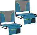 LET'S CAMP 2 Pack Folding Stadium Seats – Portable Lightweight Bleacher Chairs with Back Support for Sports Events, Bleachers & Concerts | Blue