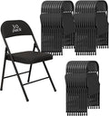 30 Pack Black Padded Folding Chairs Set - Comfortable Stackable Portable Chairs for Indoor Outdoor, Events, Parties, Office, Wedding (PU Leather, Classic Black,School Chair)
