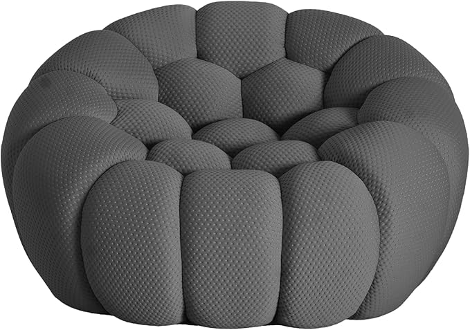 JACH 49.21'' Modern Lazy Bubble Sofa, Oversized Bubble Couch Chair, Upholstered Mesh Fabric Bubble Sofa, 3D Honeycomb Shape Curved Couch for Living Room/Office/Apartment/Small Space (Grey)