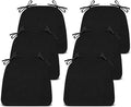 Chair Cushions for Dining Chairs Set of 6, Non Slip Kitchen Chair Pads, 17" x 16" x 2", Indoor Dining Chair Cushions with Ties, D-Shaped Seat Cushions for Kitchen Chairs, Black