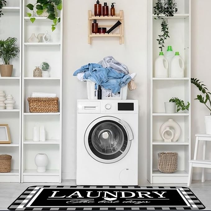 Farmhouse Laundry Room Rug Runner 24"X72" Kitchen Mat Washable Entryway Rugs Soft Non Slip Laundry Carpets Comfort Standing Desk Mats,Carpet for Sink,Office,Laundry Room Decor Accessories
