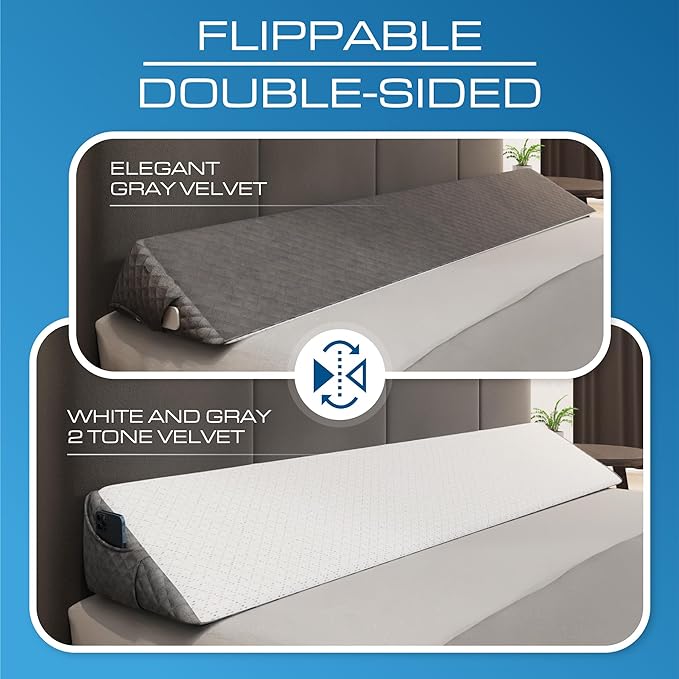 Kolbs Twin Size Bed Wedge Pillow for Headboard | Modern Stylish Pillow to Fill Gap Between Headboard and Mattress | Bed Gap Filler Twin