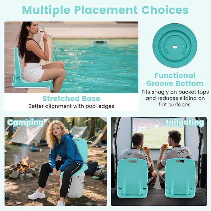 Goplus Poolside Chair for Edge of Pool, Foldable Portable Flip Seat w/Back Support & 2 Handles, Lightweight Outdoor Camping Chair for Stadium, Tailgating, Fishing, Boats, Beach (Mint Green, 1 Pack)