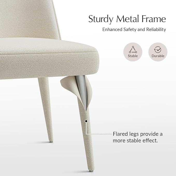 HULALA HOME Modern Dining Chairs Set of 2，Linen Fully Chenille Upholstered Dining Room Chairs Set with Foot Peg, Solid Wood Wood Frame, Armless Kitchen Accent Chairs for Living Room Bedroom Reception