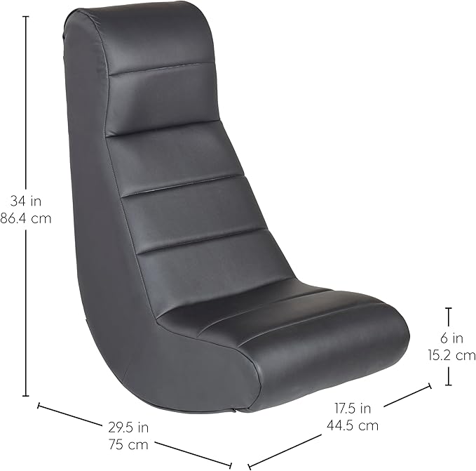 Factory Direct Partners 10489-BK Soft Ergonomic Horizontal Soft Video Rocker - Great for Reading, Gaming, Meditating, or TV for Kids Teens and Adults - Black