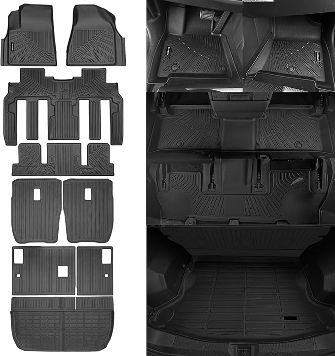 Naibeve Floor Mats for 2009-2017 Chevy Traverse - All Weather Custom Fit for Traverse Floor Mats Cargo Mat 2nd & 3rd Row Backrest Mats Waterproof Accessories