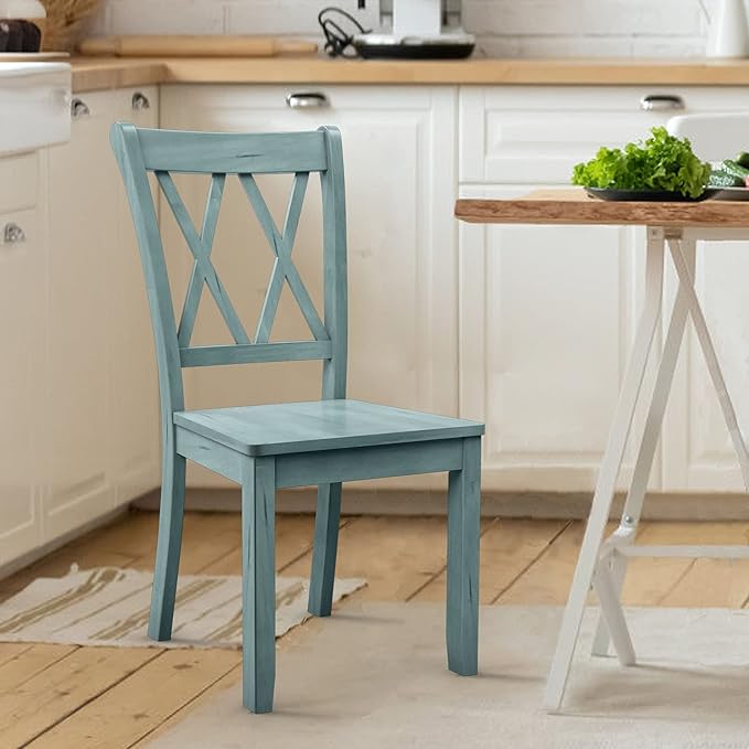 Giantex Set of 4 Dining Chairs, Rubber Wood Dining Room Chair, Farmhouse Dining Side Chairs, Max Load 400 Lbs, Wooden Kitchen Chairs for Home Kitchen, Dining Room