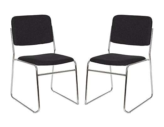 OEF Furnishings Padded Signature Stack Chair, Black