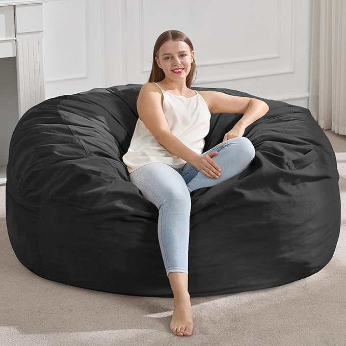 Hobestluk 4FT Bean Bag Chair Giant Bean Bag Chairs for Adults Large Bean Chairs with Removable Cover, Beanbag Chair with Filler, Adult Bean Bag Chairs for Living Room, Bedroom
