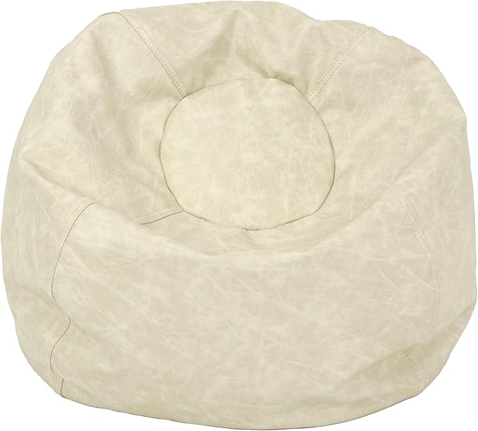 FDP Rustic Kid 22" Bean Bag Chair, Furniture for Kids, Perfect for Reading, Playing Video Games or Relaxing, Alternative Seating for Classrooms, Daycares, Libraries or Home - Almond