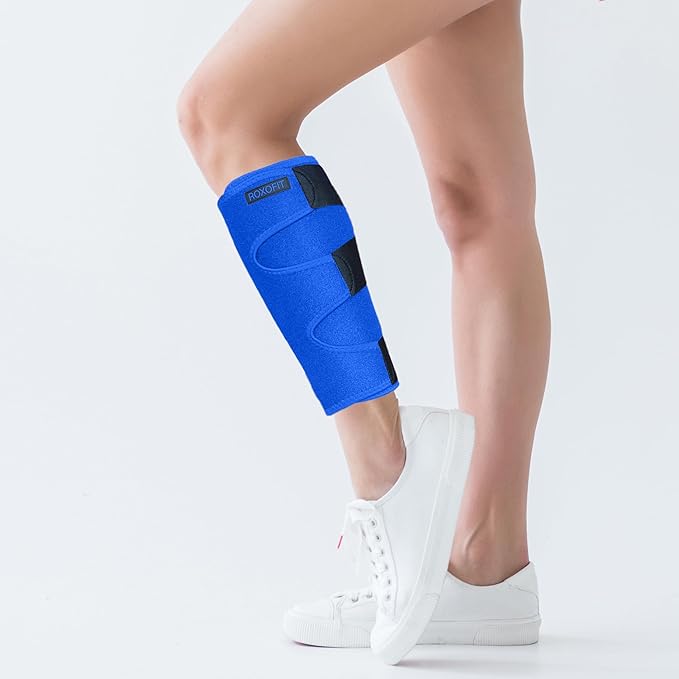 ROXOFIT Calf Brace for Torn Calf Muscle and Shin Splint Pain Relief for Men and Women - Adjustable Neoprene Compression Support Wrap