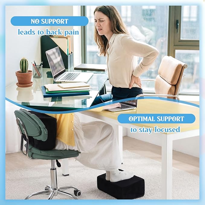 Novabright Adjustable Under Desk Foot Rest, Memory Foam Foot Stool with Gel Top and Warm Pocket Washable Cover Footrest for Office Chair Leg and Back Pain Relief(15" X 9" X 17.7",Parallel,Black)
