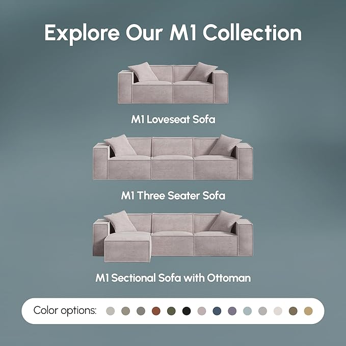 ROVE LAB M1 Modular Sectional Sofa with Ottoman, Sofa in a Box, Pet Friendly Modular Couch, Spill-Resistant,Sustainable, Stylish, Modern Sectional Couch for Living Room with SmartFoam Comfort