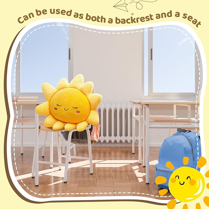 Juexica 1 Pcs Sun Pillow Plush Sofa Cushion Cute Stuffed Sun Shaped Floor Pillow Car Throw Soft Toy for Kids Women Girls Bed Home Decoration (23.6 Inch)