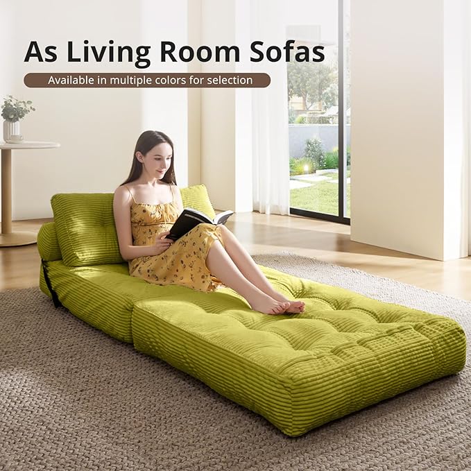 Convertible Sofa Bed & Couch Bed - Oversized Adult Sleeper Chair & Bean Bag Chair, Foldable Floor Bed with Backrest, Comfortable Lazy Sofa for Bedroom, Living Room & Dorm