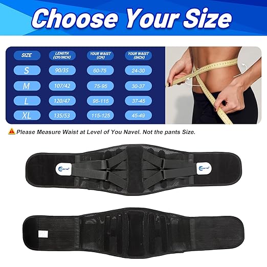 Paskyee Back Brace for Lower Back Pain Men Women, Adjustable Knitted Back Support Belt with Bionic Support System, for Herniated Disc, Lumbar Strain,Sciatica, Scoliosis Medium