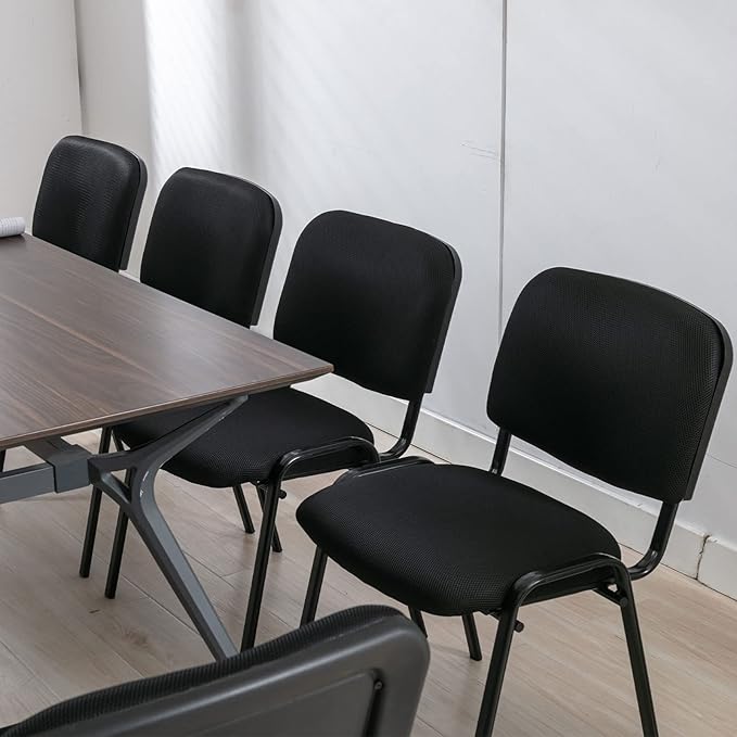 Black Waiting Room Chairs Office Lobby Chair no Arms Set of 15, Mesh Reception Chairs Ergonomic Computer Desk Chairs Guest Chair for Meeting/Conference Room
