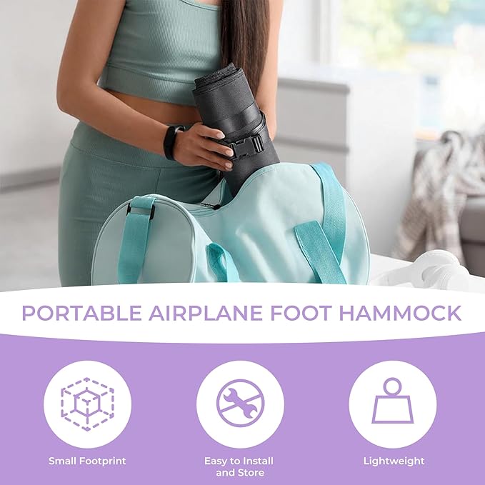 Babenest Airplane Foot Hammock, Foldable Leg Rest Support with Adjustable Strap & Privacy Cover, Thickened Bottom for Feet Warmth, Portable Flight Footrest Holder for Air Travel, Office & Car (Cover)