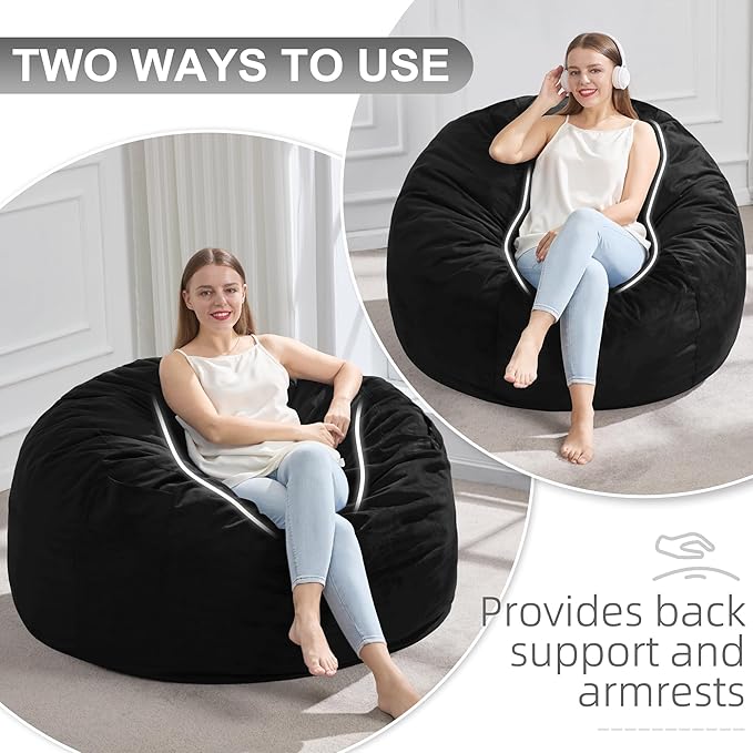 Hobestluk 3FT Bean Bag Chair Giant Bean Bag Chairs for Adults Large Bean Chairs with Removable Cover, Beanbag Chair with Filler, Adult Bean Bag Chairs for Living Room, Bedroom
