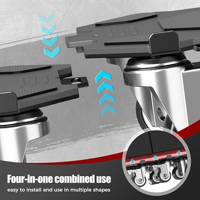 LOYAL TIGER Furniture Dolly & Movers 4-Pack 3000lbs - Heavy Duty Interlocking Furniture Sliders with No Scratch Design, Safe for Hardwood Floors, for Sofa/Refrigerator/Piano Moving (Black, 7in)