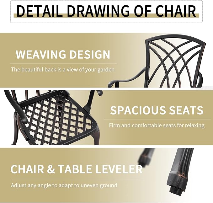 Withniture 3 Piece Patio Bistro Set Outdoor Bistro Table Set Anti Rust Bistro Table and Chairs w/Umbrella Hole, Durable Patio Set for Porch, Balcony