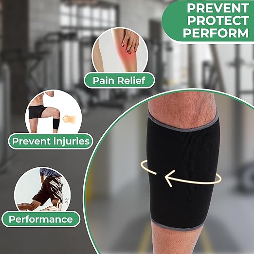 NeoTech Care Calf Compression Sleeve for Calves Support or Shin Splint (Black Color, Size L, 1 Unit)