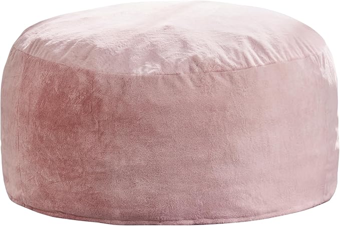 Hobestluk Bean Bag Chairs Giant Beanbag Chair with Filler, Memory Foam Bean Bags with Fluffy & Machine Washable Cover, Bean Bag Chairs for Aduts for Living Room, Bedroom (Pink, 4FT - 44” x 44” x 24”)
