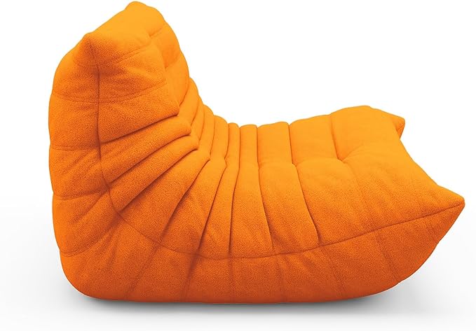cebihy Premium Quality Fireside Togo Sofa Bean Bags Chair for Adults Giant BeanBag Chairs Floor Couch for Living Room Bedroom Dorm Office, Compression Togo Couch, No Assembly Required, Bright Orange