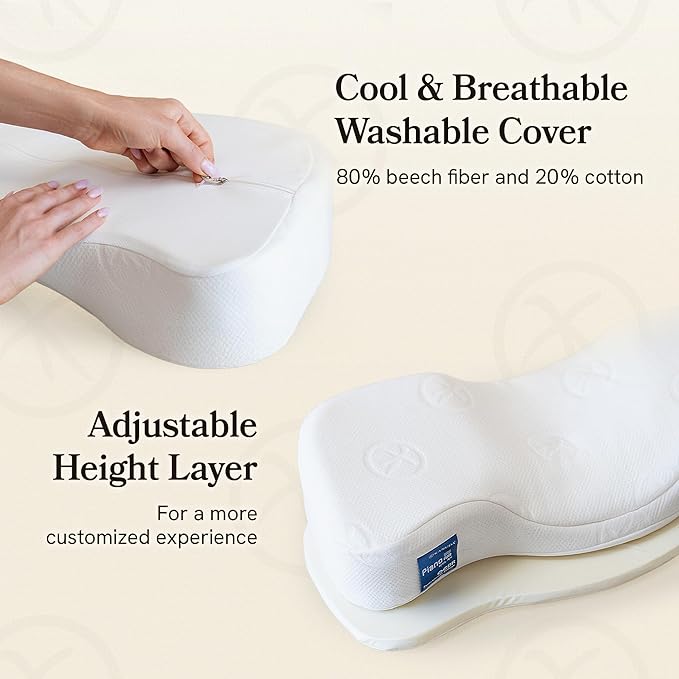 Kanuda Largo – Medium Orthopedic Cervical Neck Pillow for Neck Pain Relief & Tech-Neck Posture Correction, Memory Foam Pillow for Neck Pain & Shoulder Pain Relief