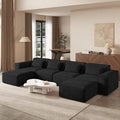 JACH U-Shaped Cloud Sectional Couch, 149" Huge Plus Modular Sofa, Modern Comfy Cloud Couches with Reversible Chaise Ottoman, Sofas Furniture for Living Room, Office, Apartment, Black