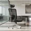 Monhey Office Chair Ergonomic Desk Chair with Lumbar Support&Headrest&Adjustable Arms&Height Rocking Swivel High Back Computer Chair Warm Taupe Mesh Study Chair (08All Black)
