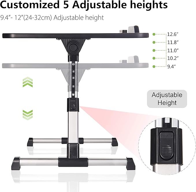 Lap Desk for Laptop, 8AMTECH Ajustable Laptop Table with Cooling Fan Office Desk for Working, Reading, Writing, Drawing and Eating in Bed Sofa Floor Couch