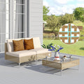 Grand patio 3-Piece Wicker Patio Furniture Set, Outdoor Sectional Sofa with Water Resistant Beige Thick Cushions and Coffee Table, Cream