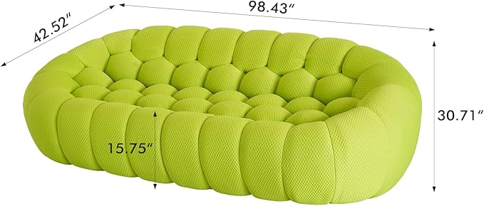 WJShome Bubble Sofa Couch,98'' Modern Curved Sofas for Living Room, 3 Seater Lazy Floor Sofa, Large Bean Bag Chair,Deep Seat Floor Sofas Chair Lounge for Office, Apartment (Lemon Green)