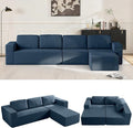 Furnify 136" Modular Sectional Couch Left/Right Facing Convertible, L-Shape Modern Teddy Sofa, Deep Seat Upholstered Foam Couch for Living Room Bedroom, No Assembly Required (Blue, Teddy Boucle)