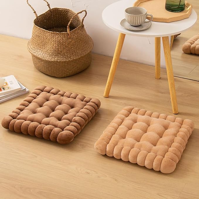 vctops Velvet Chair Pad Seat Cushion Solid Color Square Seat Pad Indoor Floor Cushion Super Soft Warm Chair Cushion Pad for Home Kitchen Dining Room Office (Brown,16"x16")