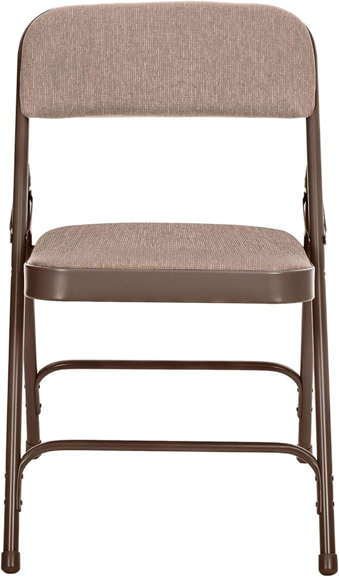 OEF Furnishings OEF2200 Series Heavy-Duty Premium Fabric Padded Upholstery Double-Hinged Folding Chairs (4-Pack, Honey Brown)
