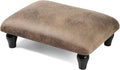 YOYETECO Small Foot Stool Ottoman with Stable Wood Legs Upholstered Footstool Padded Foot Rest Step Stool for High Beds Seat Chair Couch Sofa Patio Bedroom Living Room Office (5.9" H-Shallow Brown)